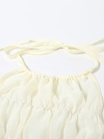 Ladies Fashion Sexy Sleeveless Halter Neck Pleated Backless Short Skirt Co-ord Set