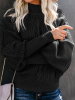 Ladies Mid Collar Loose Long Sleeve Twist Sweater