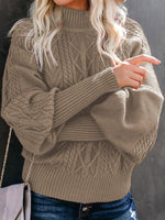 Ladies Mid Collar Loose Long Sleeve Twist Sweater