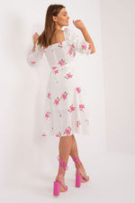 Lakerta Floral Midi Daydress with Ruffled Sleeves and Tie Belt