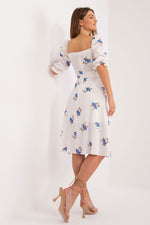Lakerta Floral Midi Daydress with Ruffled Sleeves and Tie Belt