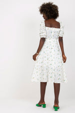 Lakerta Floral Midi Daydress with Ruffled Sleeves and Tie Belt