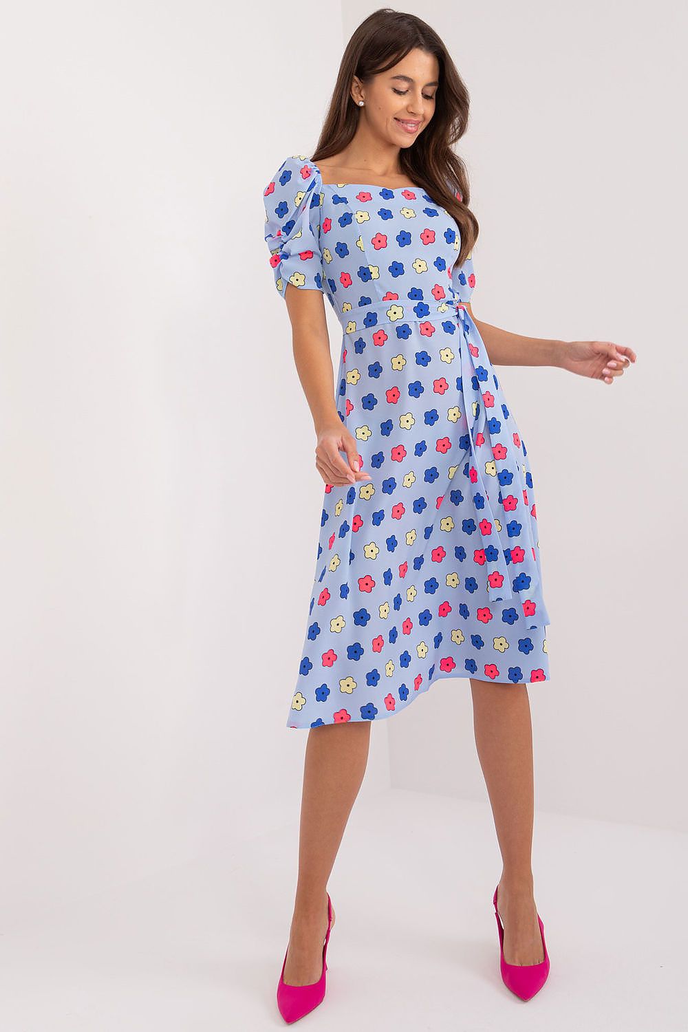 Lakerta Romantic Floral Fit-and-Flare Day Dress