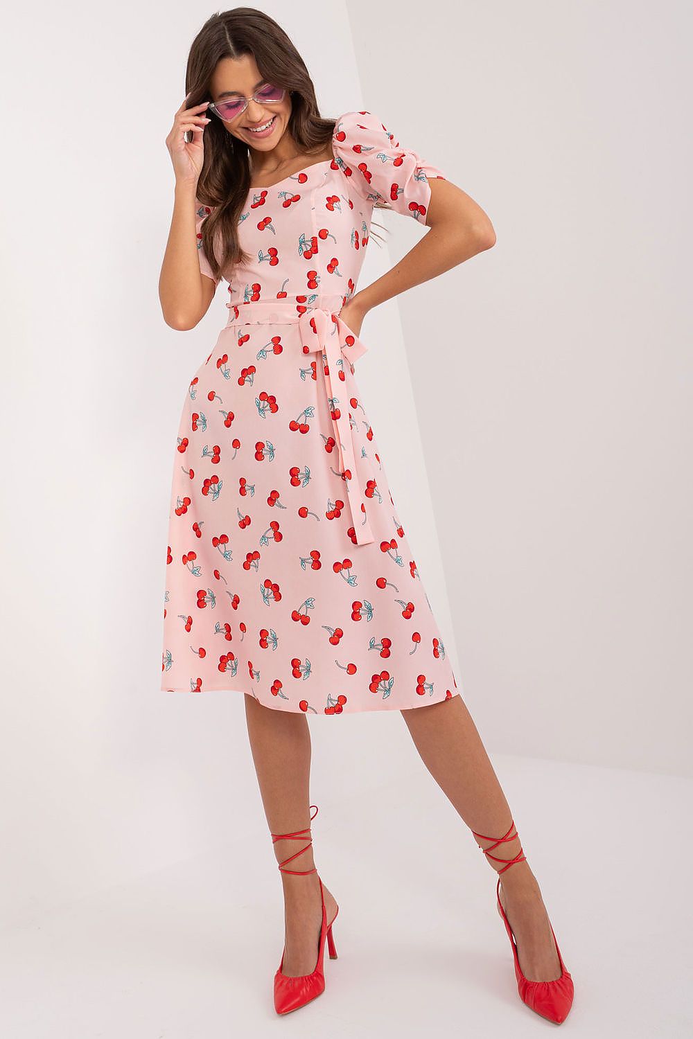 Lakerta Romantic Floral Fit-and-Flare Day Dress pink 2