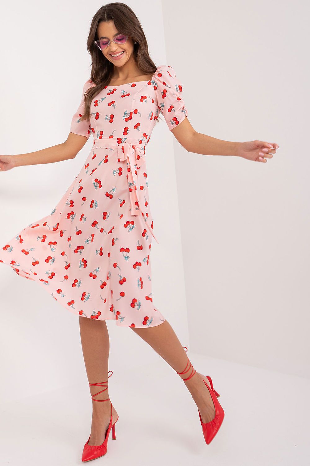 Lakerta Romantic Floral Fit-and-Flare Day Dress