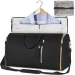 Large Capacity Folding Travel Duffle Bag - Waterproof Weekend Suit Bag Black