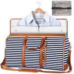 Large Capacity Folding Travel Duffle Bag - Waterproof Weekend Suit Bag Blue Stripes