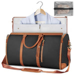 Large Capacity Folding Travel Duffle Bag - Waterproof Weekend Suit Bag Black & Tan