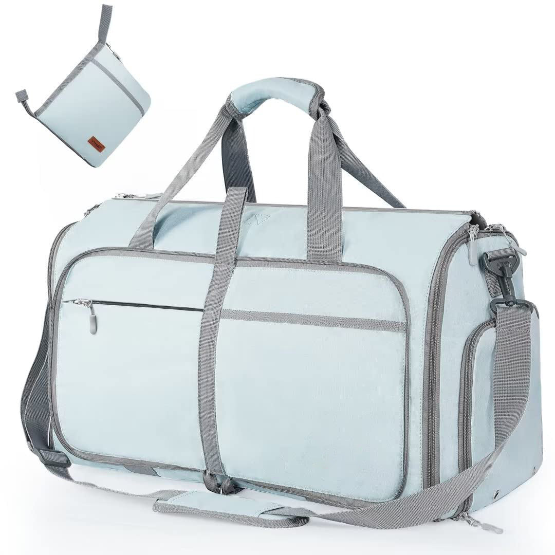 Large Capacity Folding Travel Duffle Bag - Waterproof Weekend Suit Bag Sky Blue