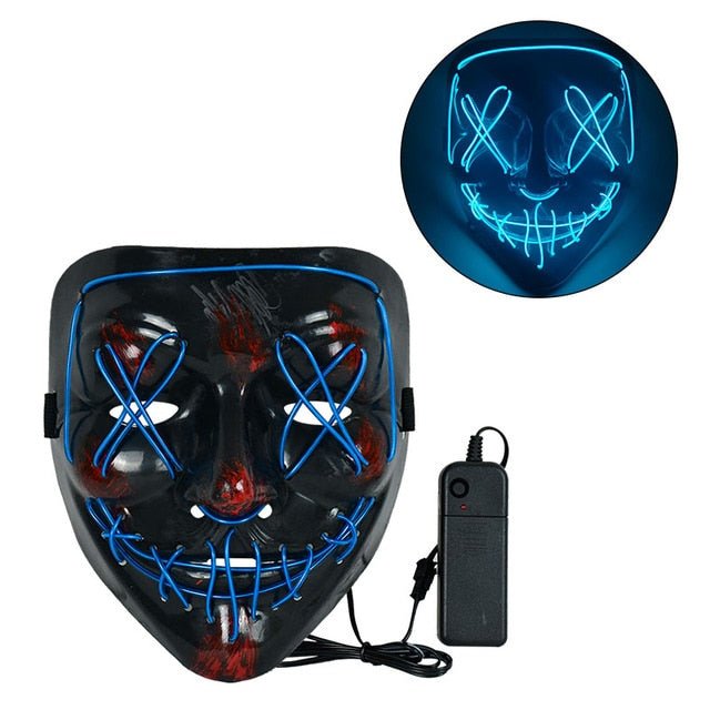 LED The Purge Neon Halloween Mask Dark Blue