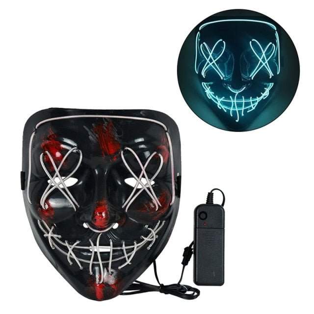 LED The Purge Neon Halloween Mask White