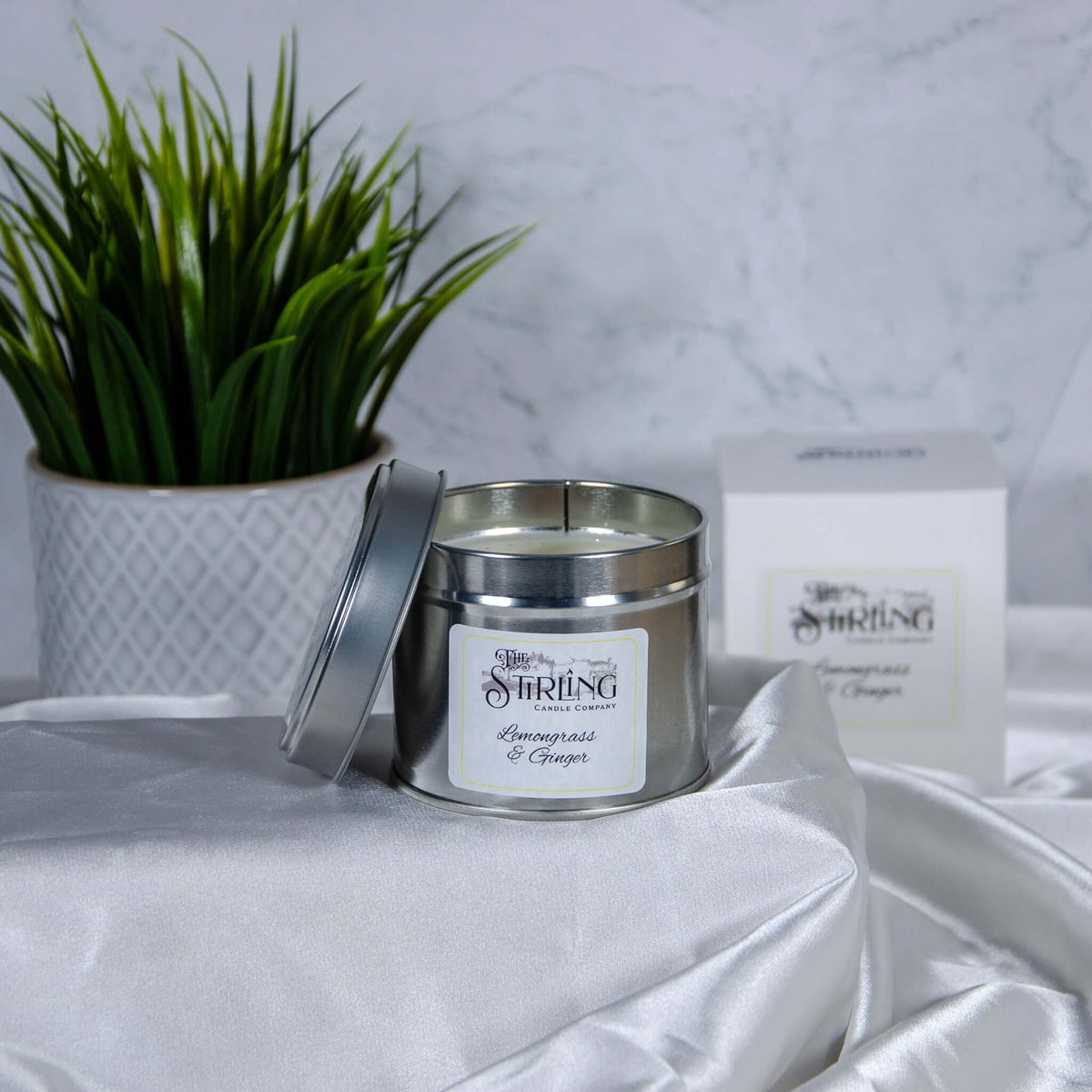 The Stirling Candle Company Lemongrass & Ginger - Travel Tin Candle - Wooden Wick