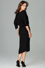 Lenitif Asymmetrical Kimono-Sleeve Dress with Thigh-High Slit