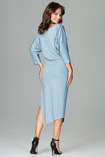 Lenitif Asymmetrical Kimono-Sleeve Dress with Thigh-High Slit