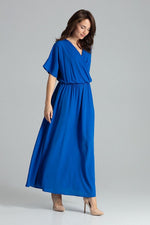 Lenitif Long Kimono-Sleeve Dress with Envelope Neckline