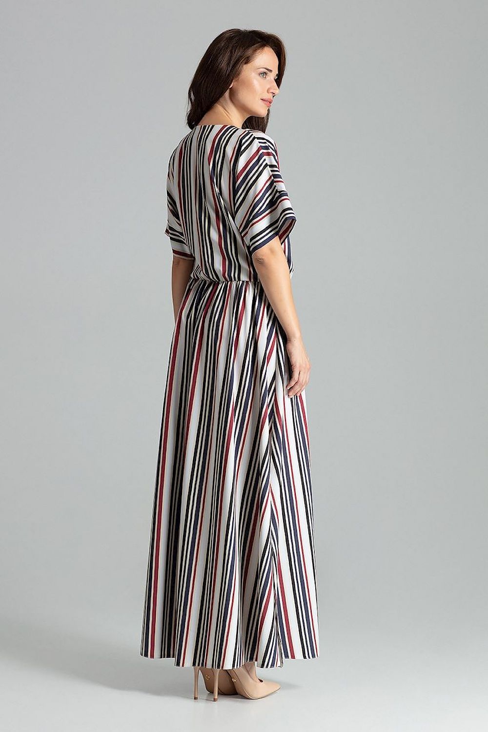 Lenitif Long Kimono-Sleeve Dress with Envelope Neckline