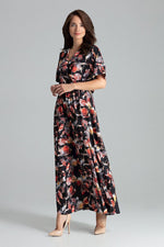 Lenitif Long Kimono-Sleeve Dress with Envelope Neckline