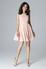 Lenitif Sleeveless Cocktail Dress with Flared Skirt pink