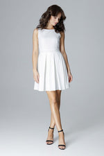 Lenitif Sleeveless Cocktail Dress with Flared Skirt beige