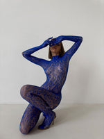 LIBIDO Royal Blue One Size Fishnet Bodystocking