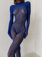 LIBIDO Royal Blue One Size Fishnet Bodystocking