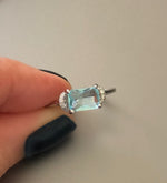 Light Blue Princess Cut Stone Ring