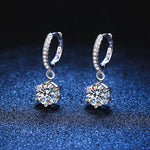 Liliana Six-claw D Colour Moissanite Earrings 1 Carat Moissanite 925 Silver