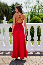 Roco Fashion Alessandra Satin Long Red Dress