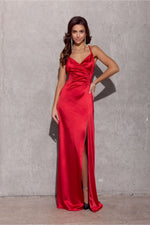 Roco Fashion Alessandra Satin Long Red Dress