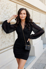 Long Sleeve Fitted Evening Dress | 9 Colours | Roco Fashion black