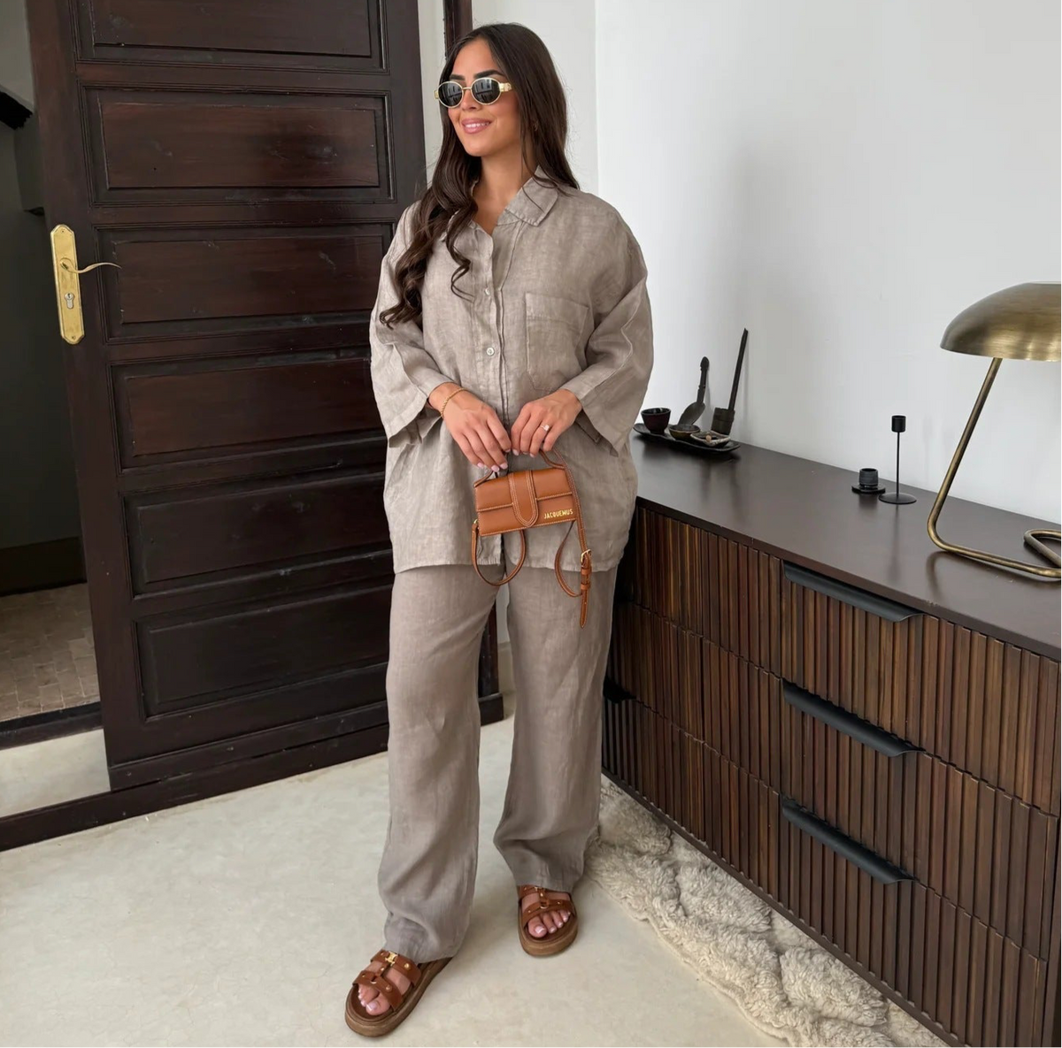 Loose Casual Wide Leg Pants & Long Sleeve Shirt Co-ord Set - Stylish Comfort