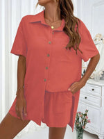 Loose-fit Short-sleeve Short Two-piece Shorts & Top Co-ord Set