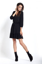 Loose Frilly Simple Day Dress | IVON Black