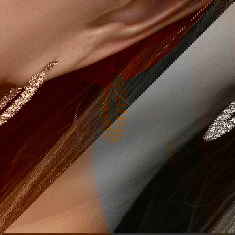 Lucia Stainless Steel 18K Gold U Shape Full Diamond Zircon Earrings