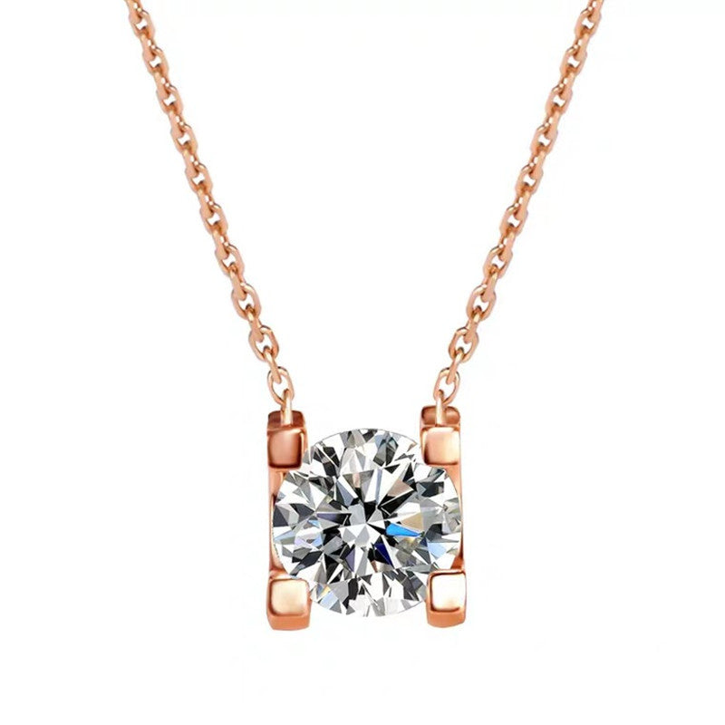Lulu Sterling Silver Moissanite Necklace | Silver & Rose Gold Rose Gold