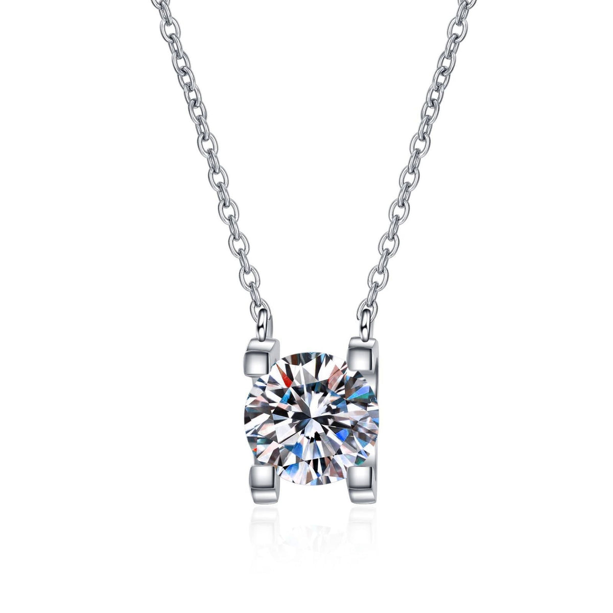 Lulu Sterling Silver Moissanite Necklace | Silver & Rose Gold Silver