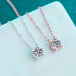 Lulu Sterling Silver Moissanite Necklace | Silver & Rose Gold