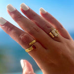 Luna Wide Band Irregular Crystal Gold Ring