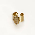 Luna Wide Band Irregular Crystal Gold Ring