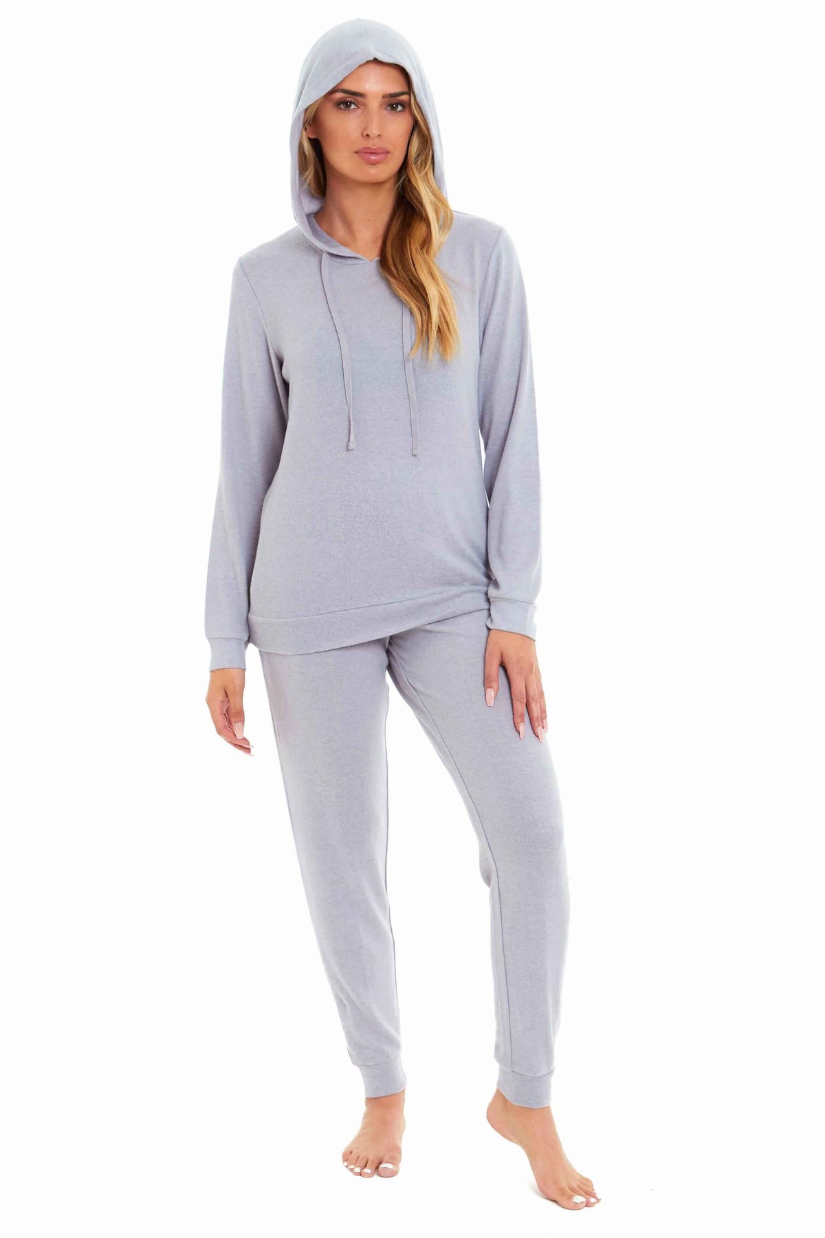 Daisy Dreamer Pink Grey Hooded Pyjama Set - Soft Stretchable Loungewear GREY