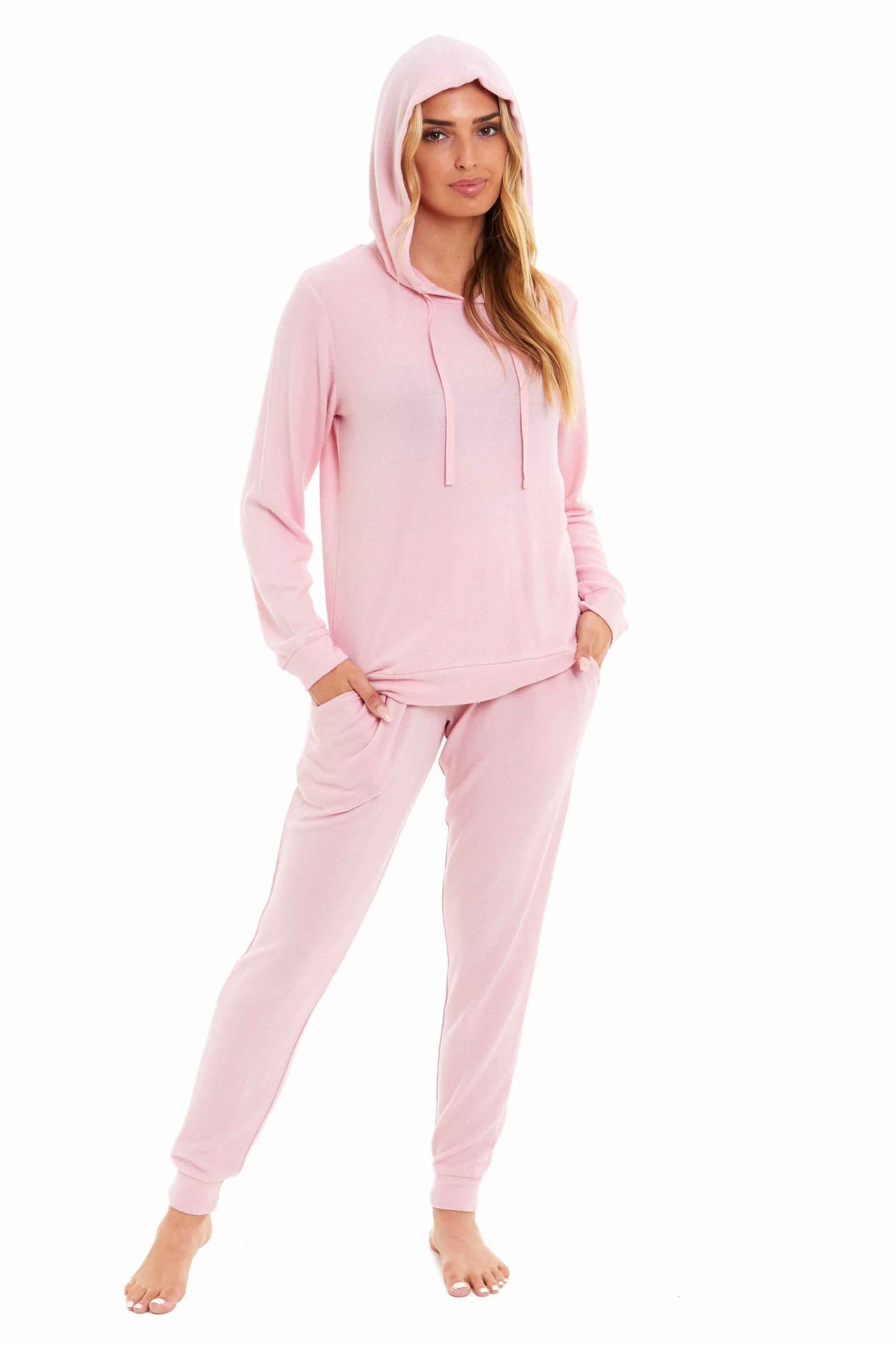 Daisy Dreamer Pink Grey Hooded Pyjama Set - Soft Stretchable Loungewear PINK
