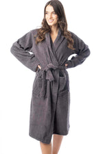 Daisy Dreamer Luxury Terry Cotton Bath Robe - Ultra-Soft Absorbent Dressing Gown CHARCOAL