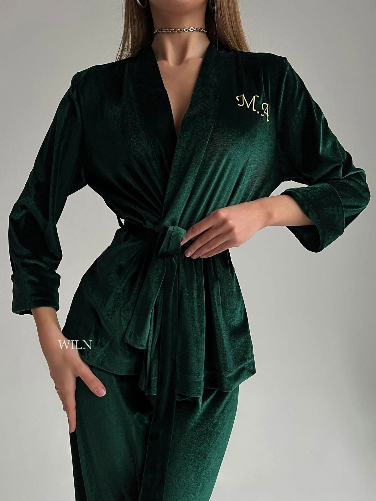 MAJESTIC Luxurious Emerald Green Velour Robe