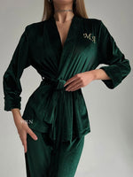 MAJESTIC Luxurious Emerald Green Velour Robe