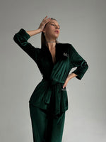MAJESTIC Luxurious Emerald Green Velour Robe