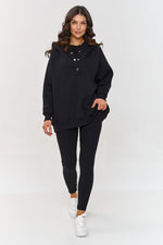Makadamia 3-in-1 Loungewear Set with Sweatshirt, Top, and Leggings black one-size-fits-all