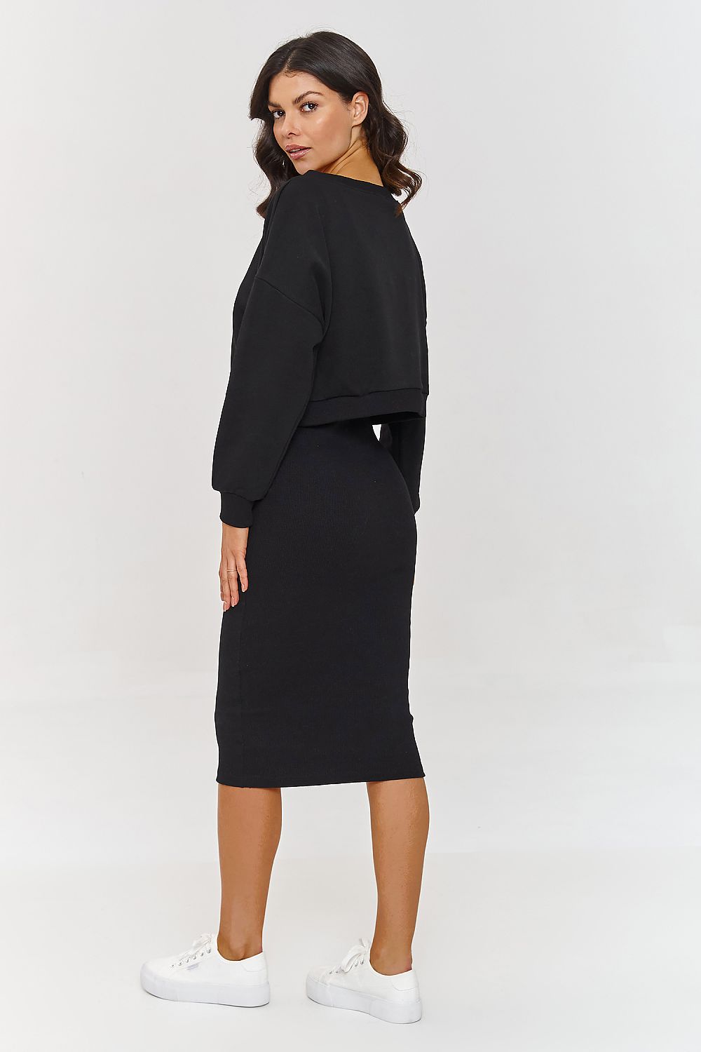 Makadamia Women's Tracksuit Set with Midi Dress and Loose Blouse