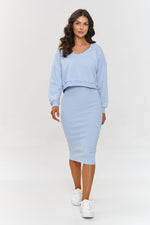 Makadamia Women's Tracksuit Set with Midi Dress and Loose Blouse blue one-size-fits-all