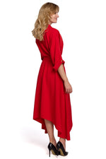 Makover Collared Envelope Day Dress with Asymmetrical Voluminous Bottom
