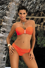 Marko Bardot Push-Up Two-Piece Bikini Set with Gold Brooch orange
